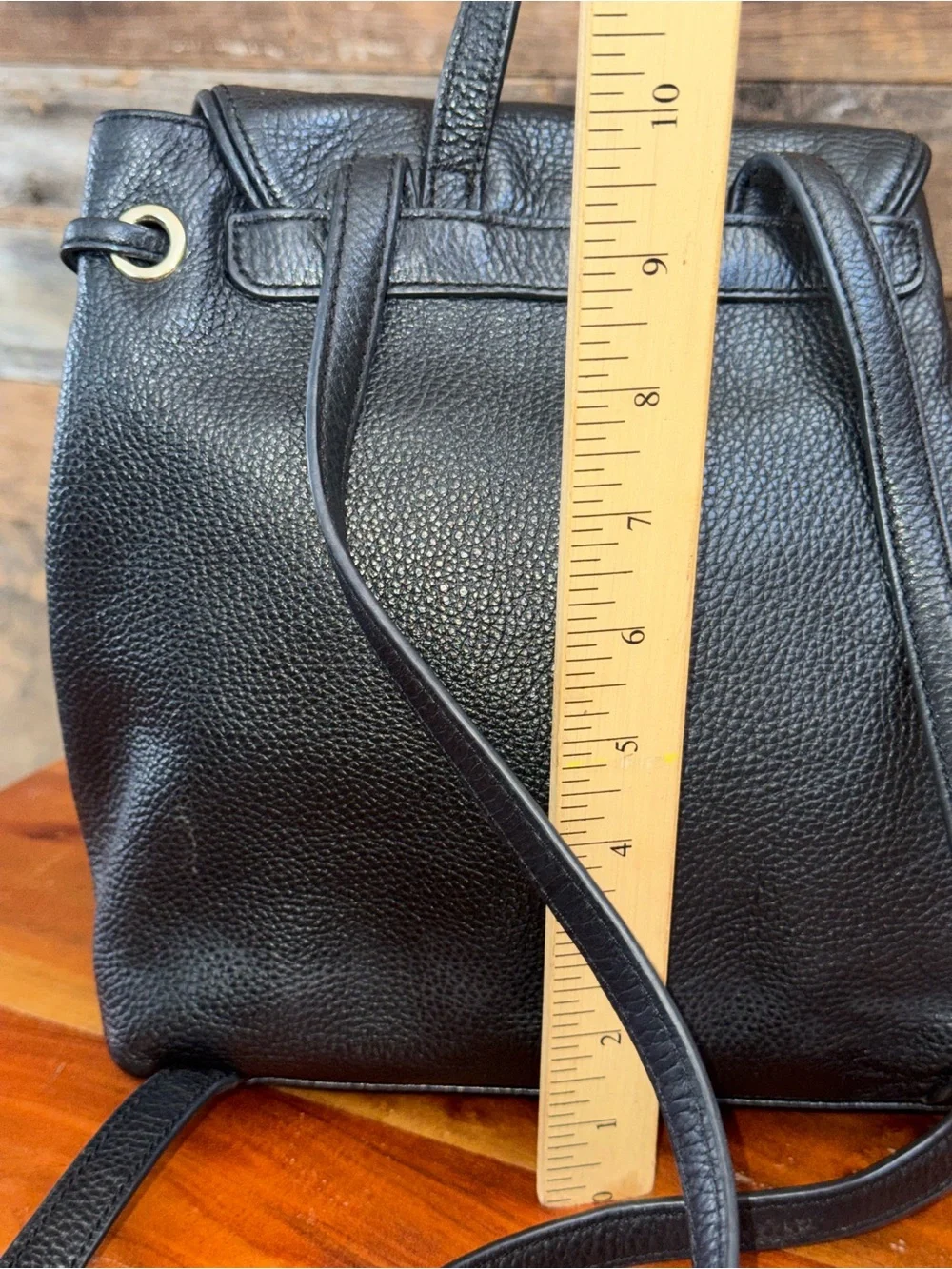 Kate Spade Mulberry Street Breezy Backpack Black Pebbled Leather Gold Logo Bag